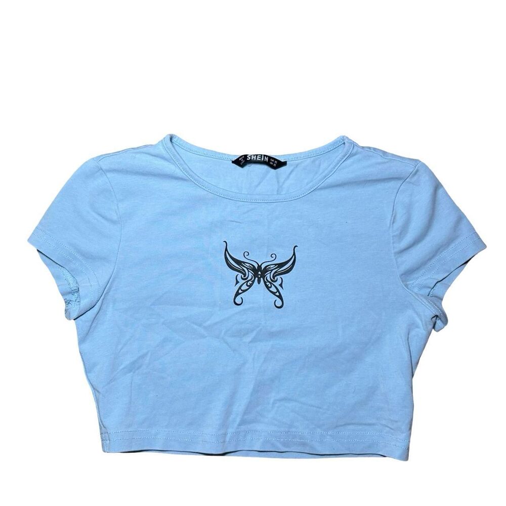 Shein Women's Blue Crop-top